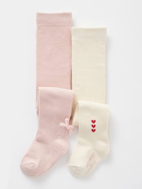 Bébé-Chaussettes, Collants-Lot de 2 paires de collants détails fantaisie bébé fille