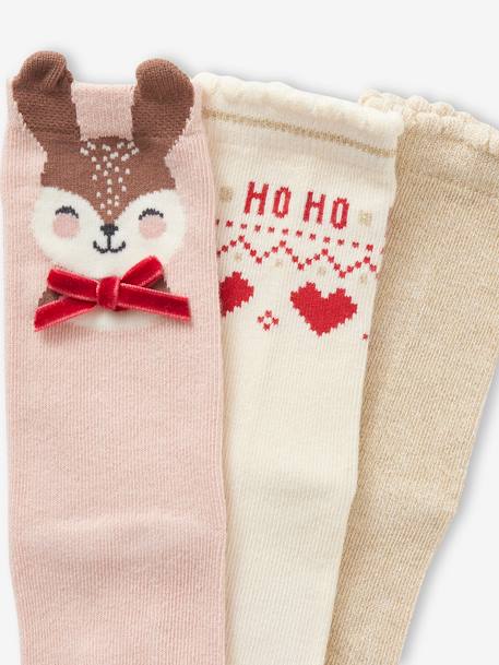 Coffret de Noël lot de 3 paires de chaussettes rose poudré 2 - vertbaudet enfant 