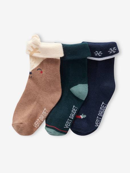 Coffret de Noël 3 paires de chaussettes bébé garçon noix de pécan 3 - vertbaudet enfant 