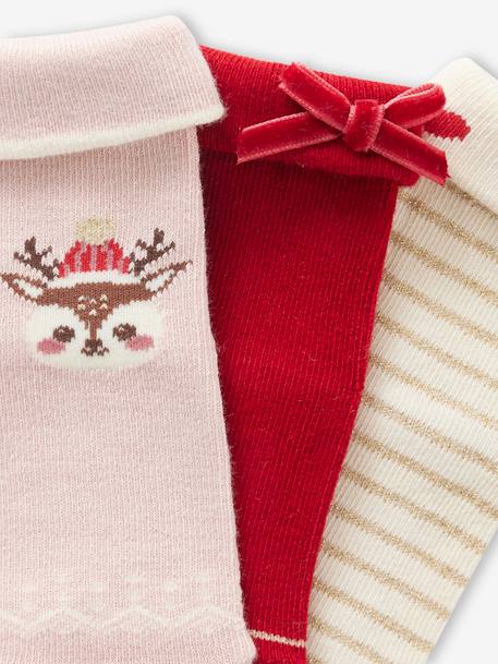 Coffret de Noël 3 paires de chaussettes bébé fille rose poudré 2 - vertbaudet enfant 