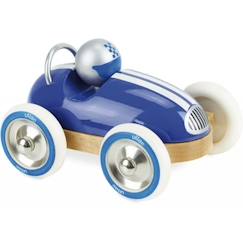 Jouet-Jeux d'imagination-Figurines, mini mondes, héros et animaux-Voiture en bois VILAC - Roadster vintage bleu - Roues en métal et caoutchouc