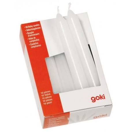 10 Bougies pour train anniversaire en bois Goki - Set de 10 bougies d'anniversaire H= 10 cm, Ø= 13 mm BLANC 1 - vertbaudet enfant 