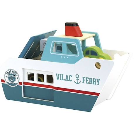 Jouet en bois - VILAC - Le ferry - Vilacity - Rampe pivotante - Porte latérale coulissante BLEU 3 - vertbaudet enfant 