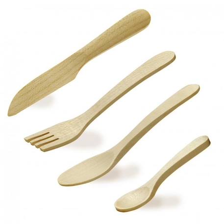 Erzi - Couverts de dinette en bois BEIGE 2 - vertbaudet enfant 