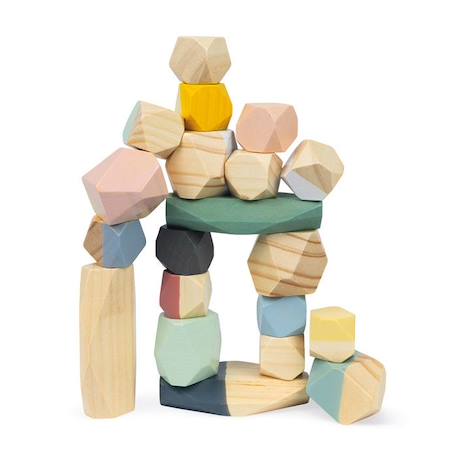 JANOD - Pierres à Empiler Sweet Cocoon (bois) - Jouet d'éveil pour Enfant - 20 pierres en bois à empiler BEIGE 2 - vertbaudet enfant 