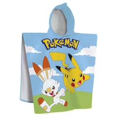 Linge de maison et décoration-Linge de bain-Peignoir-Cape de bain imprimée 100% coton, POKEMON GRASS