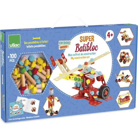 Jouet de construction - VILAC - Super Batibloc - Bois - Rouge - Mixte BLEU 1 - vertbaudet enfant 