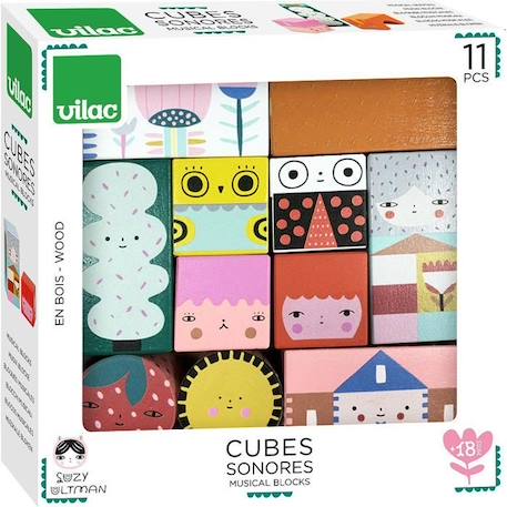 Cubes sonores en bois Vilac Suzy Ultman - Rose - Pour enfant dès 18 mois ROSE 3 - vertbaudet enfant 