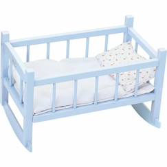 Berceau en bois Petitcollin Bleu - Taille 41x24x28 cm - Âge 3+ - Adapté pour poupée jusqu'à 40 cm  - vertbaudet enfant