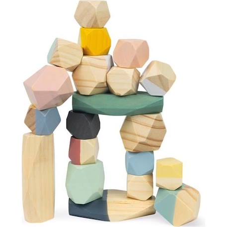 JANOD - Pierres à Empiler Sweet Cocoon (bois) - Jouet d'éveil pour Enfant - 20 pierres en bois à empiler BEIGE 1 - vertbaudet enfant 