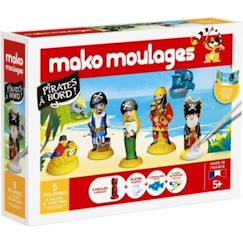 Jouet-Activités artistiques et musicales-Loisirs créatifs-Mako Moulages - Pirates à bord 5 Moules pour Enfant - Coffret de loisirs créatifs avec plâtre et peinture