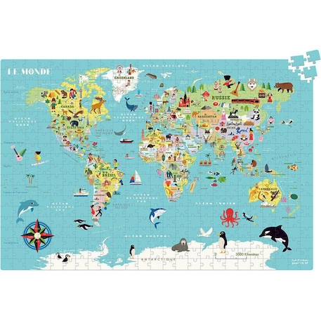 Puzzle 500 pièces - VILAC - Carte du monde - Voyage et cartes - Jaune - Enfant JAUNE 3 - vertbaudet enfant 