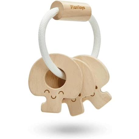 Plan Toys - Hochet clés naturel - TROUSSELIER BLANC 1 - vertbaudet enfant 