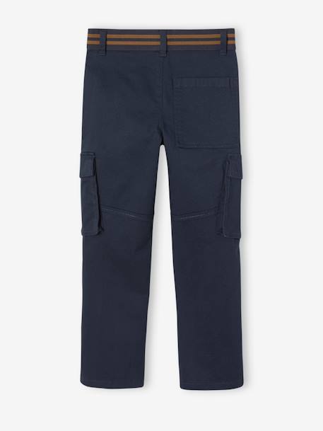 Pantalon cargo droit MorphologiK garçon tour de hanches fin bleu nuit+bronze 5 - vertbaudet enfant 