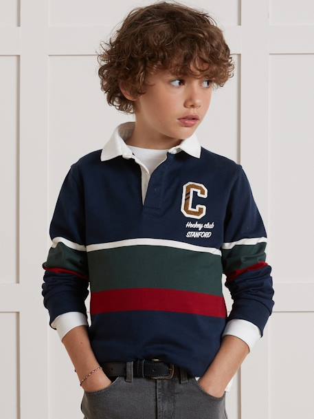 Polo-rugby garçon - coton biologique - CYRILLUS marine 2 - vertbaudet enfant 