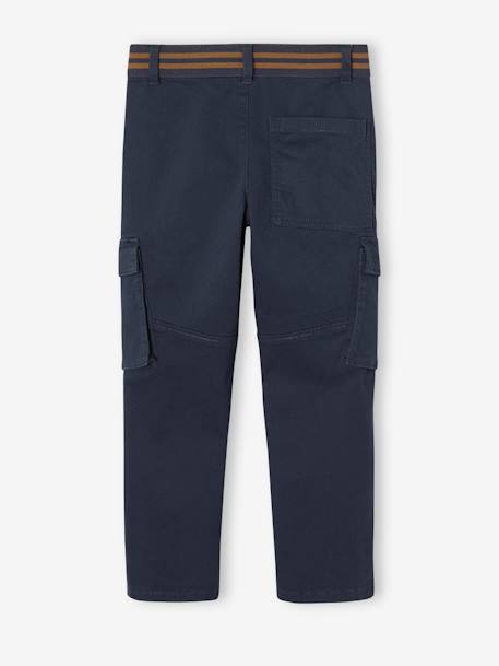 Pantalon cargo droit MorphologiK garçon tour de hanches MEDIUM bleu nuit+bronze 4 - vertbaudet enfant 