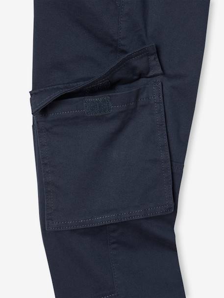 Pantalon cargo droit MorphologiK garçon tour de hanches fin bleu nuit+bronze 7 - vertbaudet enfant 