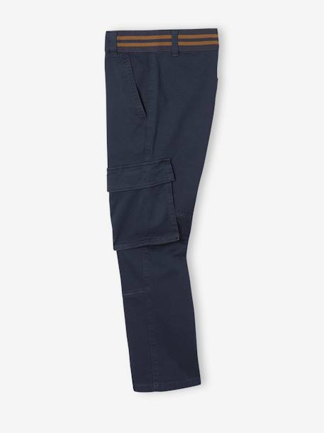 Pantalon cargo droit MorphologiK garçon tour de hanches MEDIUM bleu nuit+bronze 3 - vertbaudet enfant 