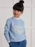 Sweat Cool team fille tissu Liberty - coton bio CYRILLUS blanc chiné+bleu 4 - vertbaudet enfant 