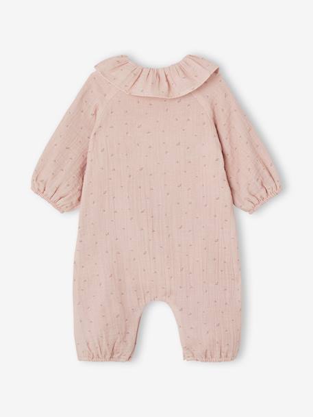 Combinaison en gaze de coton imprimée bébé rose pâle 2 - vertbaudet enfant 