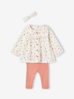 Ensemble 3 pièces bébé blouse, legging et bandeau  - vertbaudet enfant