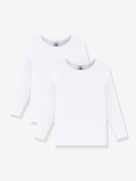 Garçon-Lot de 2 tee-shirts manches longues blancs PETIT BATEAU