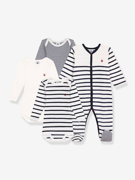 Lot De 1 Dors-bien Et 3 Bodies Rayures rayé bleu 1 - vertbaudet enfant 