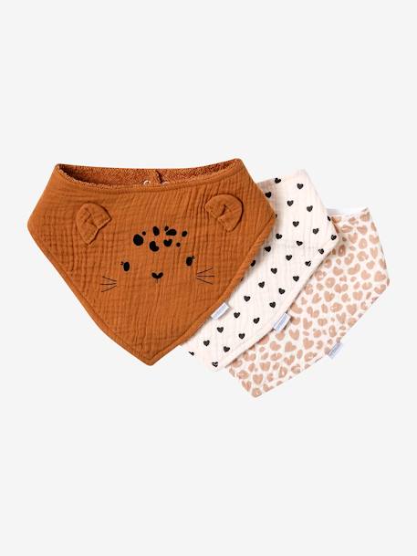 Lot de 3 bavoirs bandanas en gaze de coton / éponge Lovely Leo+rose grenier 1 - vertbaudet enfant 