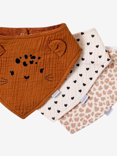 Lot de 3 bavoirs bandanas en gaze de coton / éponge Lovely Leo+rose grenier 5 - vertbaudet enfant 