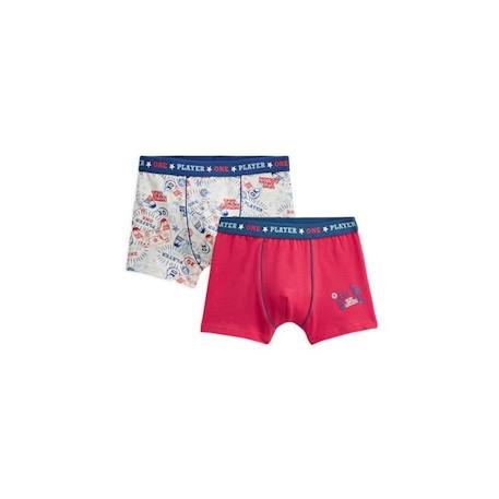 Boxers garçon - PETIT BEGUIN - Julien - Rouge - Lot de 2 - Coton élasthanne ROUGE 1 - vertbaudet enfant 