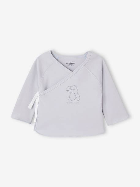 Brassière bébé naissance  BASICS en coton bio bleu pâle+écru 1 - vertbaudet enfant 