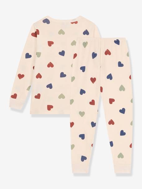 Pyjama en coton motif coeur PETIT BATEAU beige 3 - vertbaudet enfant 