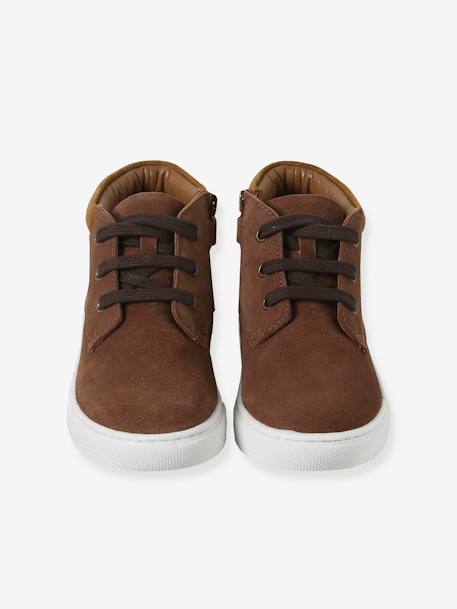 Baskets montantes cuir lacées garçon marine+marron 9 - vertbaudet enfant 