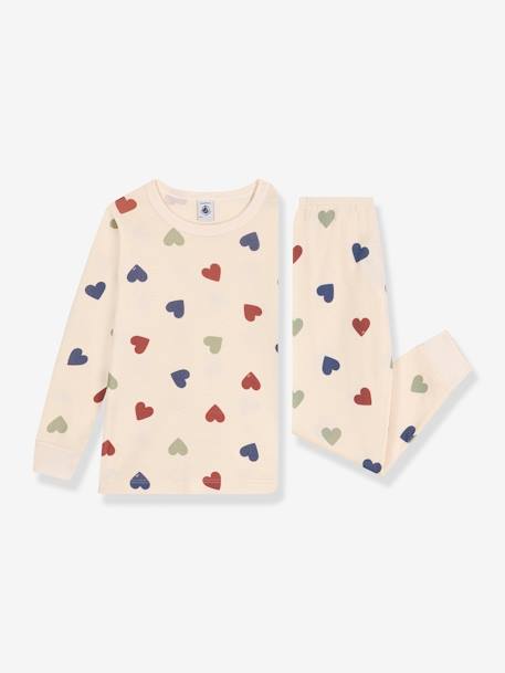 Pyjama en coton motif coeur PETIT BATEAU beige 2 - vertbaudet enfant 