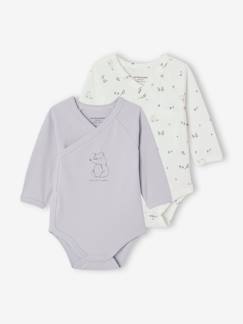 Lot 2 bodies manches longues bébé ouverture naissance en coton bio  - vertbaudet enfant