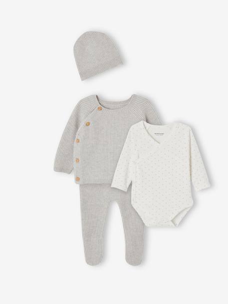 Ensemble naissance 4 pièces gris chiné 2 - vertbaudet enfant 