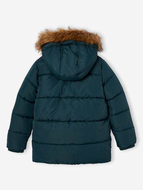 Doudoune à capuche doublée polaire avec gants ou moufles garçon BLEU+MORDORE+vert sapin 22 - vertbaudet enfant 