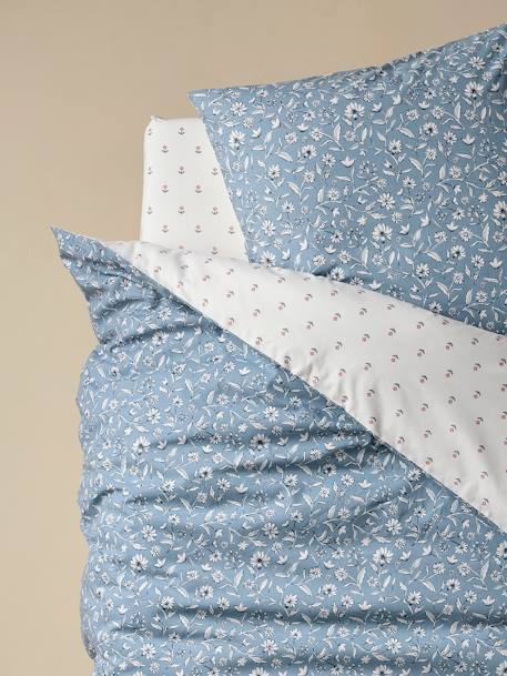 Parure housse de couette + taie d'oreiller enfant INDIA BLUE, réversible avec coton recyclé bleu imprimé 9 - vertbaudet enfant 