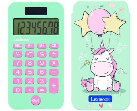 Calculatrice de poche 8 chiffres avec couvercle de protection Licorne BLANC 3 - vertbaudet enfant 