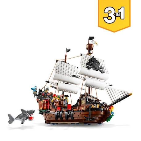 LEGO® Creator 3-en-1 31109 Le Bateau Pirate, Jouet, Figurine Animaux Marins, Jouet Requin, Figurine Squelette, Enfants 9 Ans MARRON 2 - vertbaudet enfant 