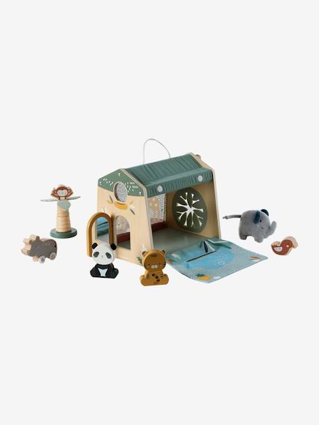 Maison d'activités des animaux Tanzanie en tissu et bois FSC® beige 5 - vertbaudet enfant 