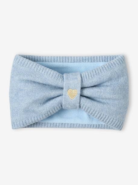 Ensemble bonnet + snood + moufles 'coeur' bébé fille bleu glacier 4 - vertbaudet enfant 