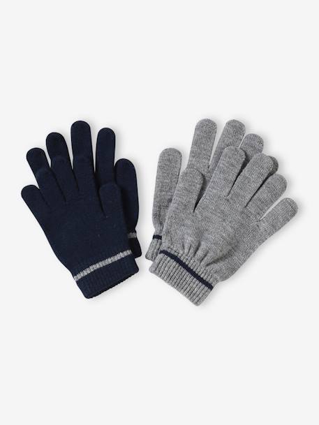 Lot 2 paires de gants magiques garçon gris chiné+kaki 1 - vertbaudet enfant 