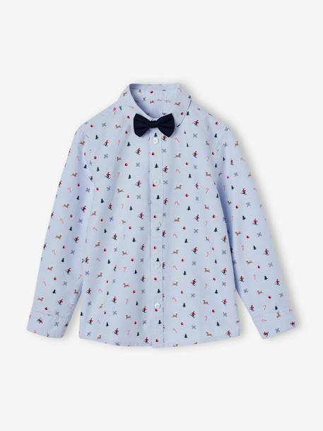 Coffret de Noël chemise imprimée et son noeud pap' garçon bleu chambray 5 - vertbaudet enfant 