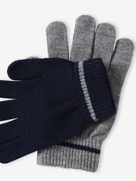 Lot 2 paires de gants magiques garçon gris chiné+kaki 2 - vertbaudet enfant 