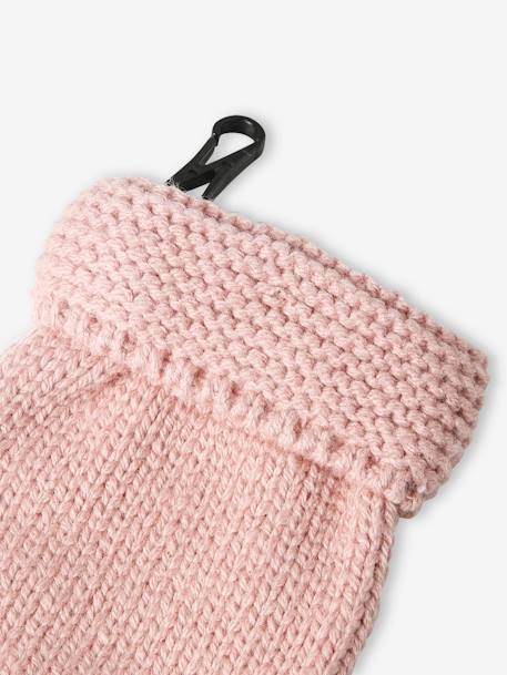 Ensemble bébé fille bonnet + snood + moufles rose poudré 5 - vertbaudet enfant 