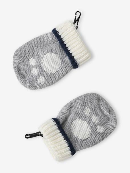 Ensemble bonnet + snood + moufles 'panda' bébé garçon gris chiné 3 - vertbaudet enfant 