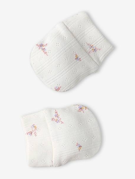 Ensemble naissance fille bonnet + moufles + chaussons + pochon personnalisable rose 4 - vertbaudet enfant 