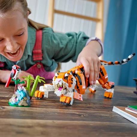 LEGO 31129 Creator 3-en-1 Sa Majesté le Tigre, Jouet et Figurine Animaux, se Transforme en Panda, et Poisson, Enfants Dès 9 Ans ORANGE 5 - vertbaudet enfant 