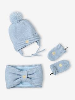 Ensemble bonnet + snood + moufles "coeur" bébé fille  - vertbaudet enfant